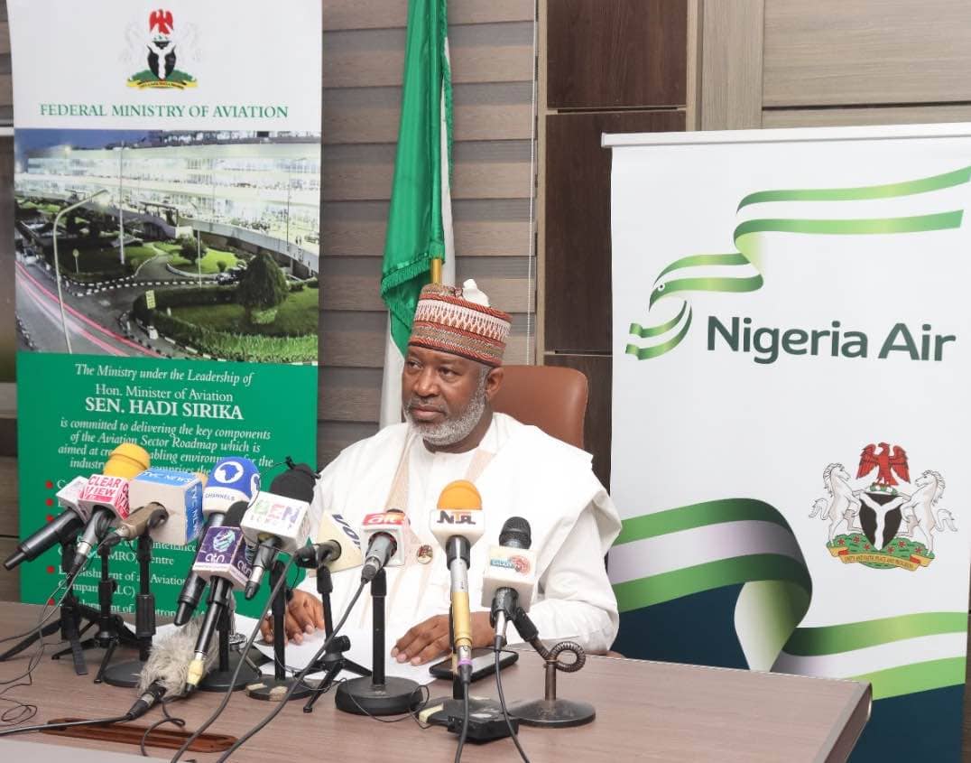 Senator Hadi Sirika at Nigeria Air Press Briefing