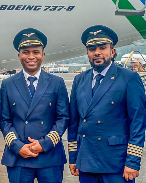 Captains Mbarouk Mohammed Suleiman and Mushi Herman Cyril of Air Tanzania conducted the ferry flight of the Boeing 737-9
