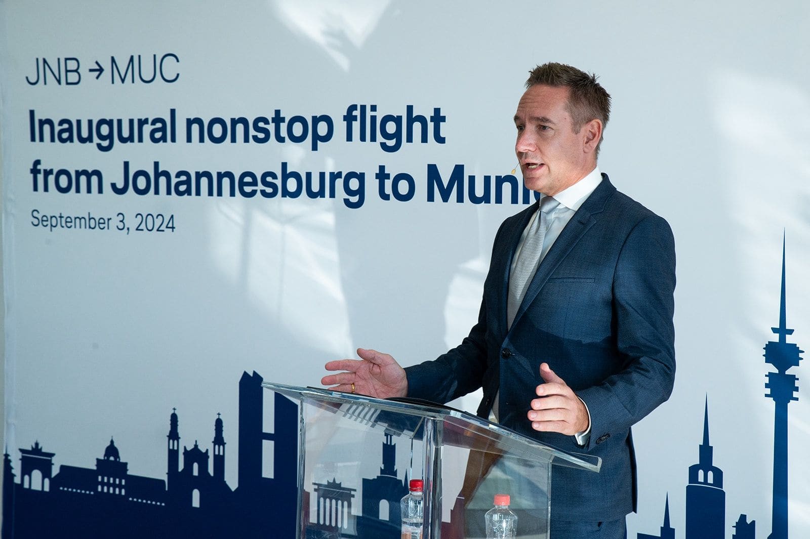 CEO Jens Ritter makes remarks on the launch of direct MUC-JNB service 