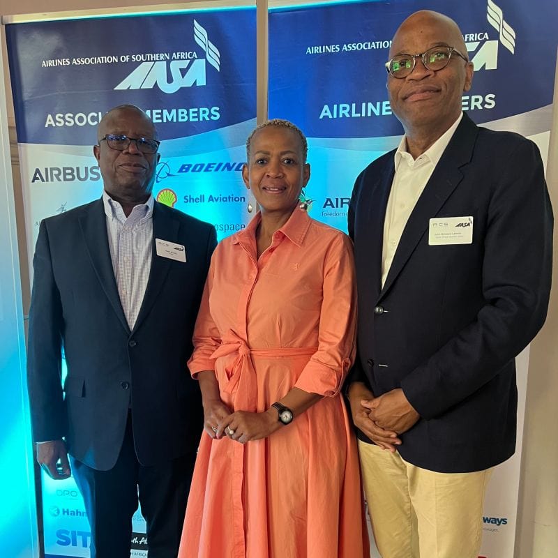 Ms. Lulu Rasebotsa, General Manager of Air Botswana, Prof. John Lamola, Interim CEO of South African Airways, and Mr. Aaron Munetsi, AASA CEO