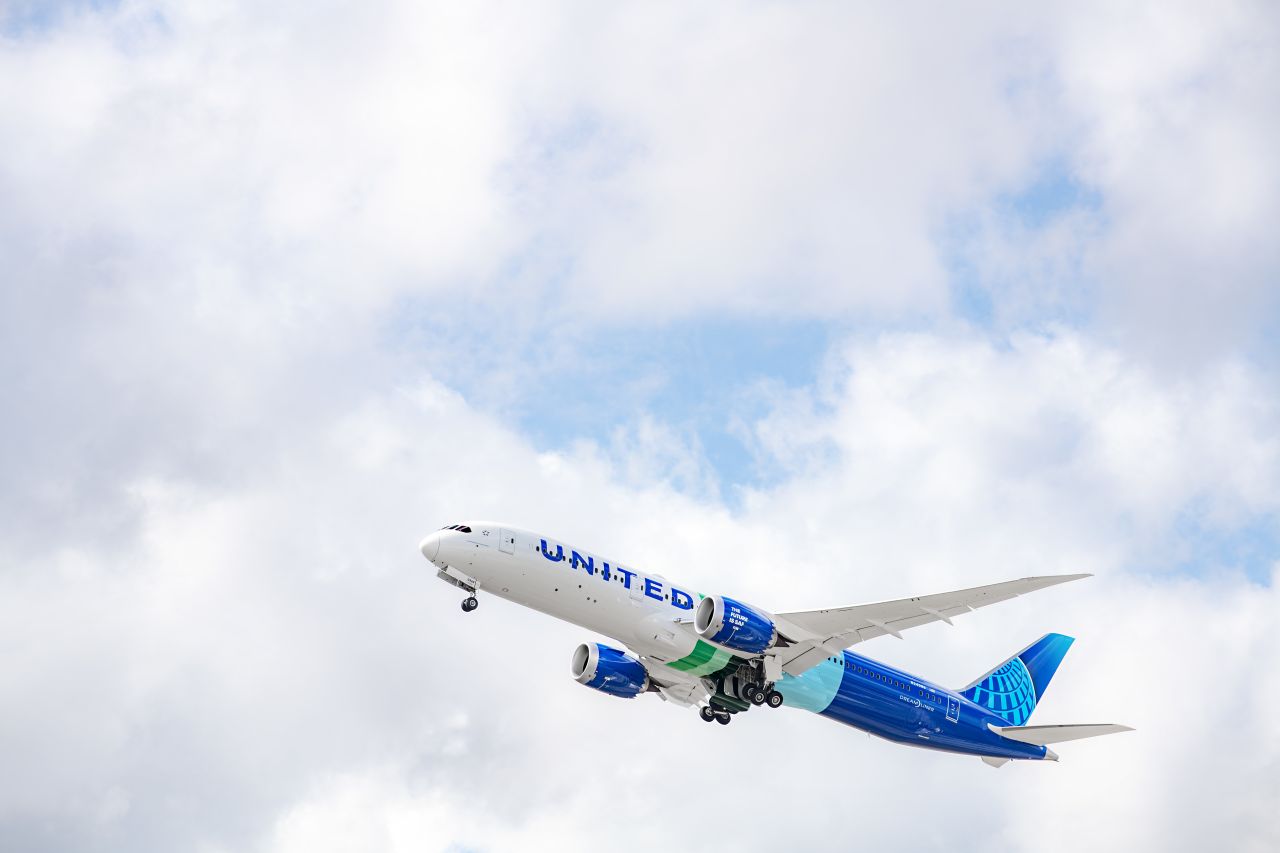 United Airlines 'The Future is SAF' livery