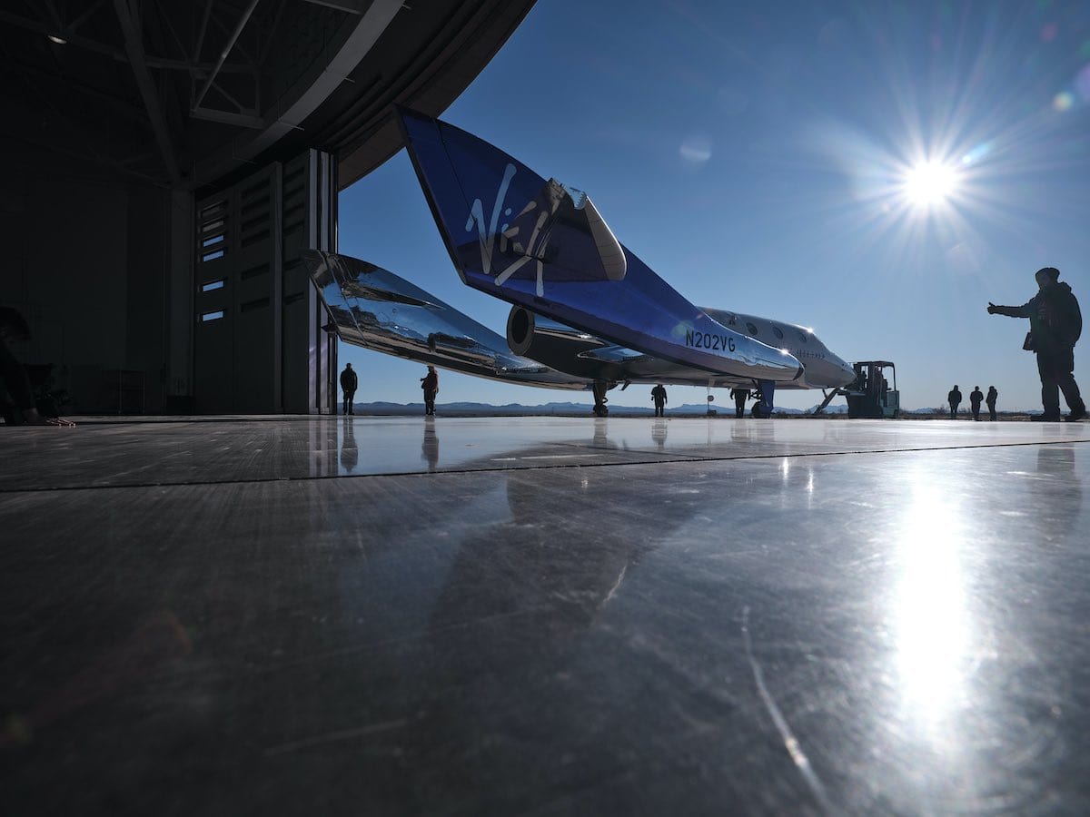 In hangar vss unity spaceship spaceport america