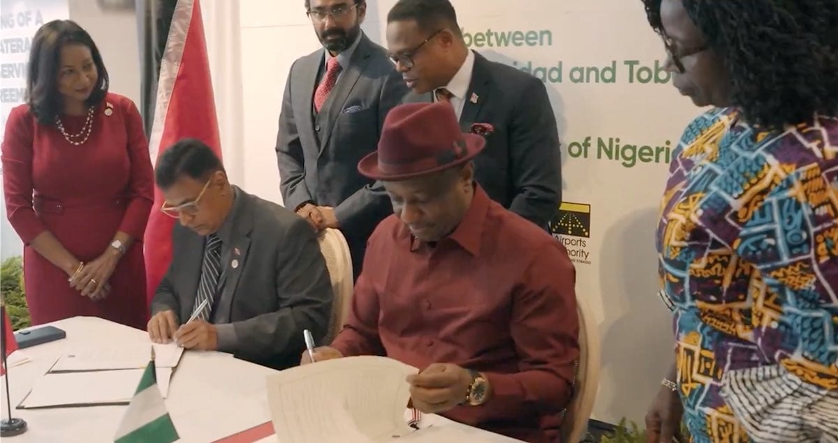 Trinidad & Tobago and Nigeria sign BASA Hon. Rohan Sinanan, Minister of Works and Transport, Trinidad and Tobago, and Hon. Festus Keyamo, Minister of Aviation and Aerospace Development, Nigeria sign BASA