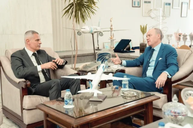Aercap Ceo Aengus Kelly and Captain Ahmed Adel Chairman of EGYPTAIR Holding Company